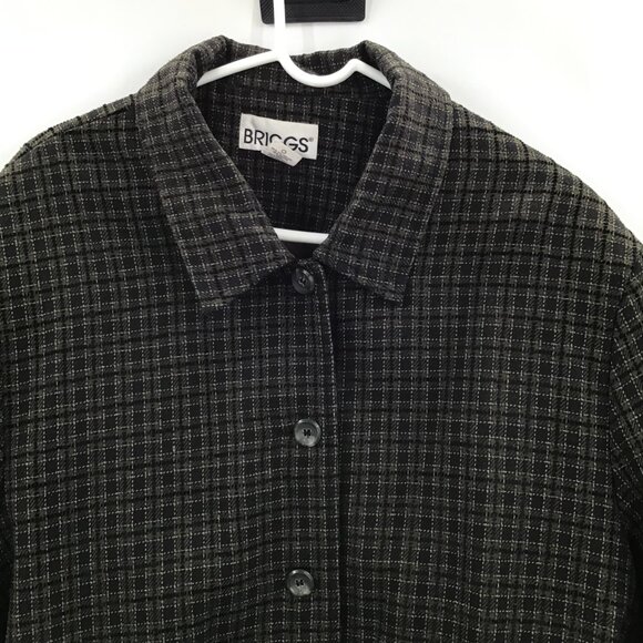 Vintage 1990s Women's 3X Briggs Blazer Boxy Green Plaid Woven Lined Long Sleeve - Picture 5 of 12